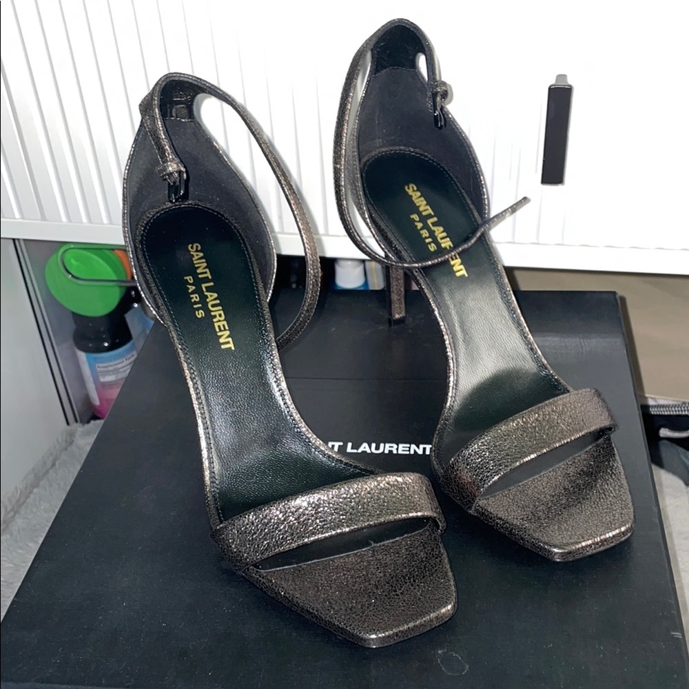Saint Laurent Black High Heels with Ankle Strap - Picture 1 of 4